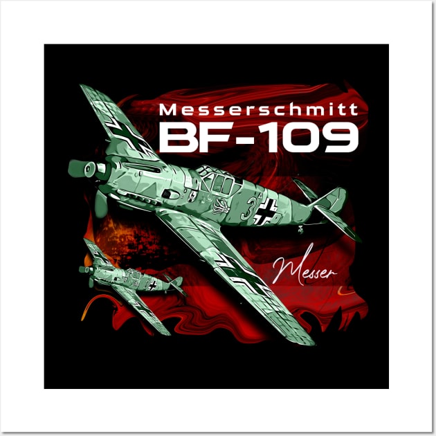 Messerschmitt BF-109 Luftwaffe Vintage Aircraft Wall Art by aeroloversclothing